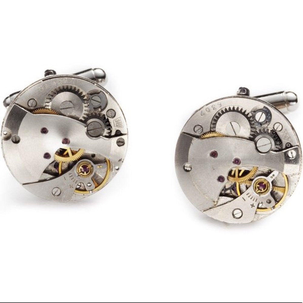 Watch Movement Mechanical Cufflinks Cuff Links